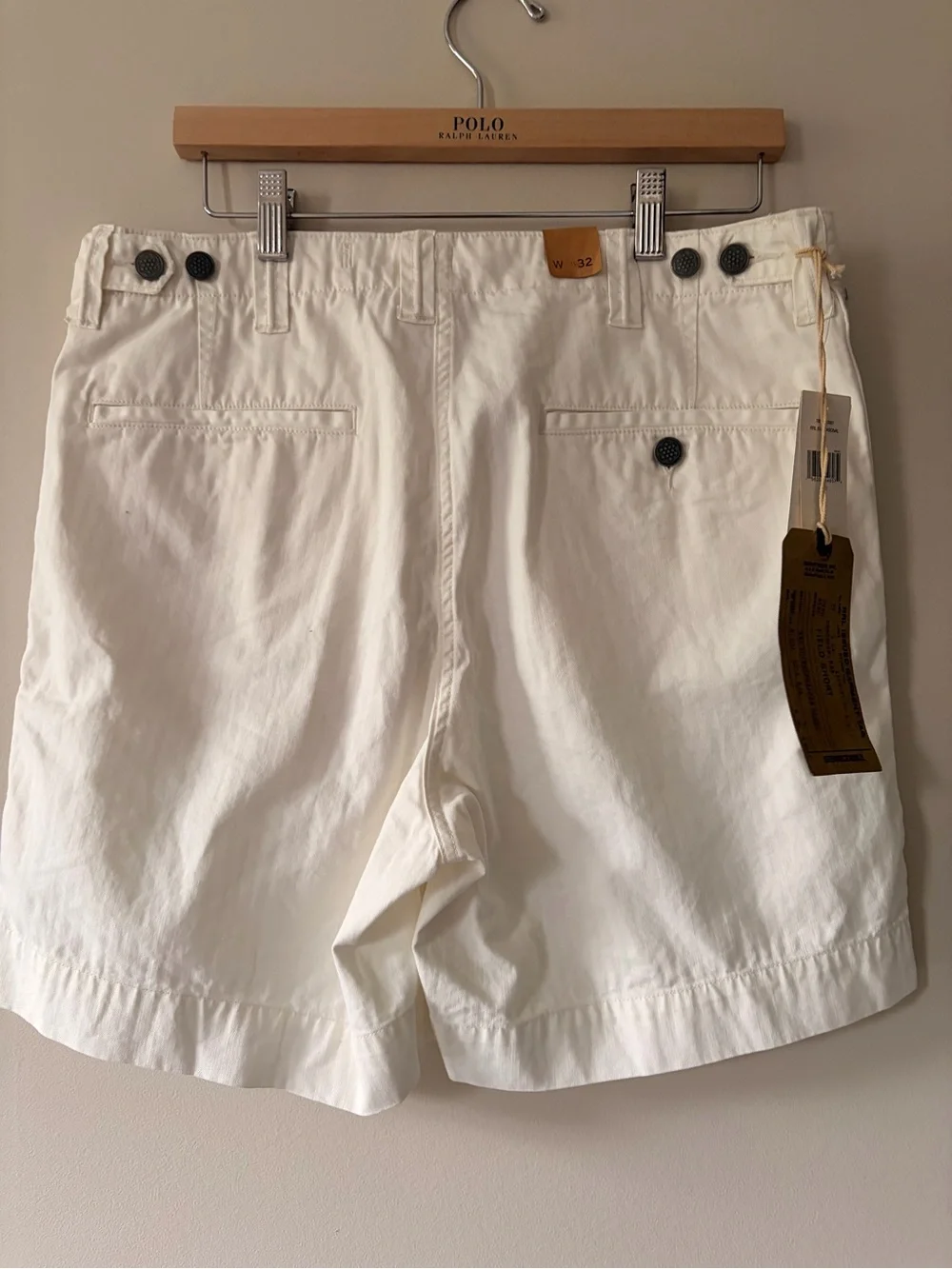 Ralph Lauren Double RL White Flat Front Men’s Shorts